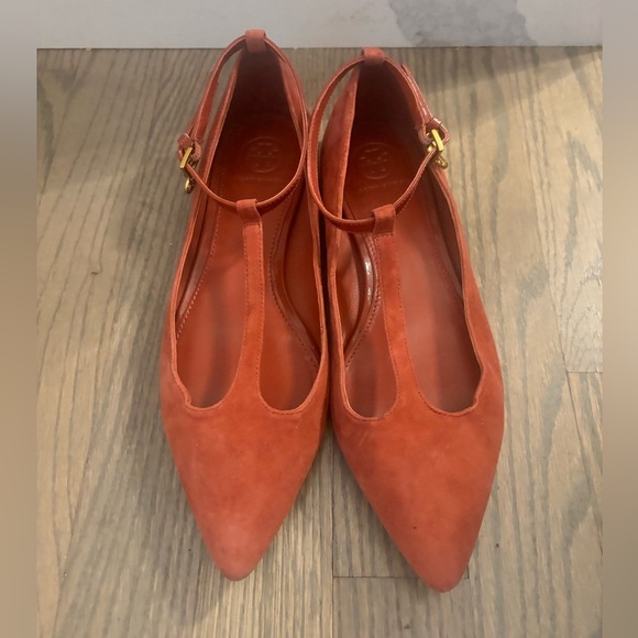 Tory Burch Ashton T-Strap Flat Rust Orange Women’s size 6 - Picture 2 of 8